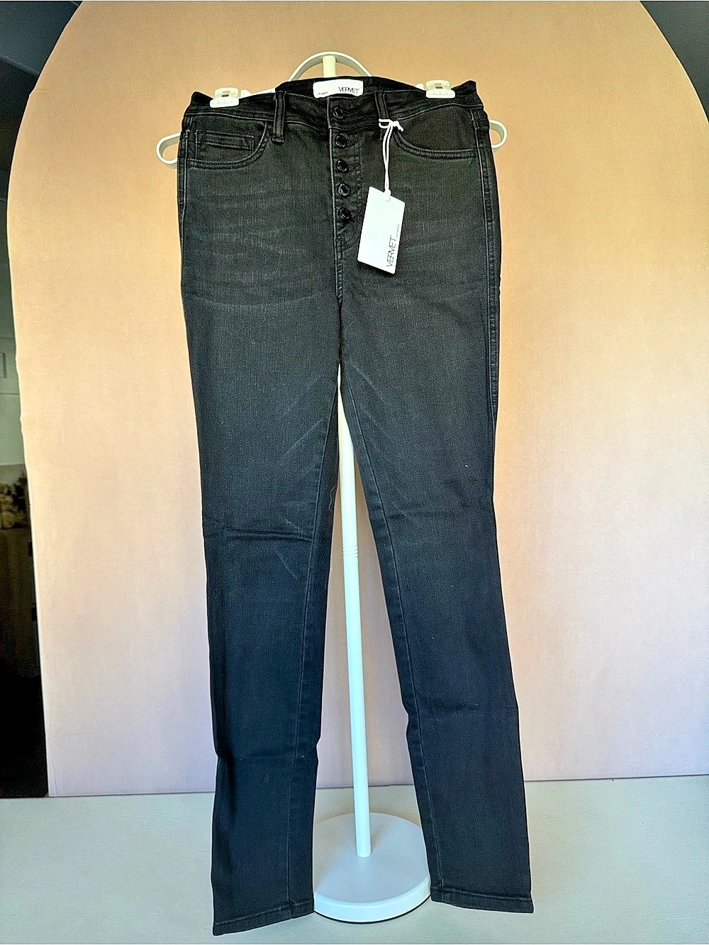 Vervet Haylie High-Rise Skinny Jeans in Black Waist 28 NWT